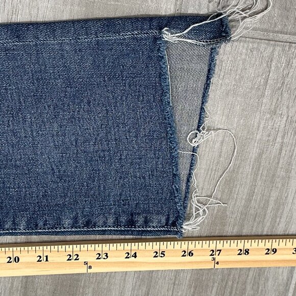 Mother The Insider Crop Step Fray Jeans in Reckless On A Shiny White Vespa Sz 25 - Picture 13 of 16